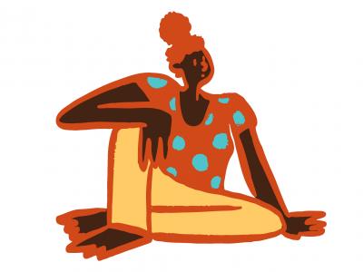 Illustration of a young person sitting down looking to the side