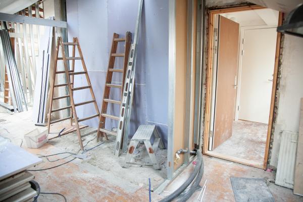 This is a picture of a room being renovated