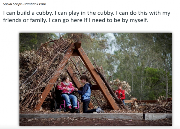 Two children in a cubby with text about playing.