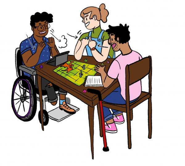 Group of people playing games at a table